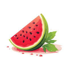 Juicy watermelon slice with seeds illustration idea