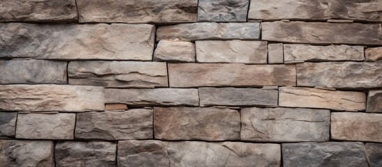 A detailed shot of a brown brick wall showcasing the rectangular shape of each brick, a classic building material made of composite materials like stone, rock, or wood