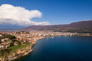 Obraz premium Aerial view of Ohrid in North Macedonia