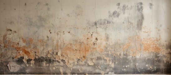 A detailed shot of a wooden wall with various stains, resembling an abstract art painting. The pattern of stains creates a natural landscape on the rectangle surface - obrazy, fototapety, plakaty
