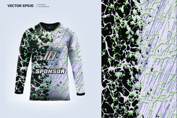 Long Sleeve sport jersey design.for motocross, running Sport jersey design fabric textile for sublimation Printable file eps 10.