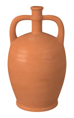 Ceramic jugs against a wall backdrop, 3d illustration