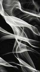 Abstract flowing white lines on black background