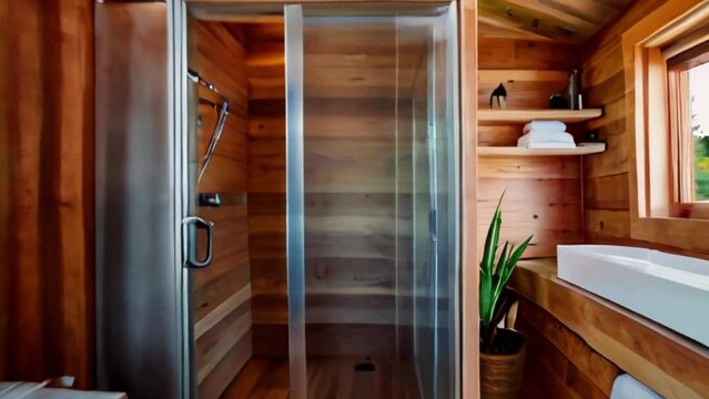 Compact sanctuary crafting a luxurious bathroom oasis within minimal space in tiny homes