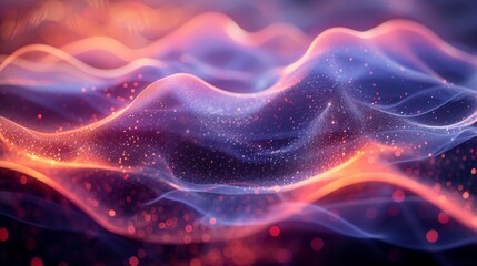 Abstract digital waves with particles