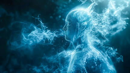 Ethereal Being Exhaling Nebulous Energy - A higher spiritual state concept - obrazy, fototapety, plakaty