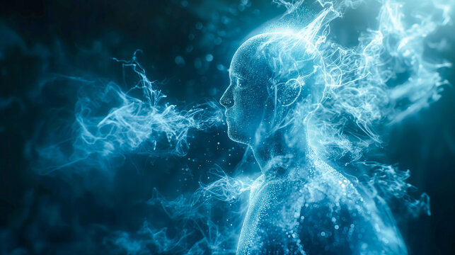 Ethereal Being Exhaling Nebulous Energy - A higher spiritual state concept