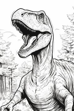 Coloring page, Dinosaur. High quality photo. Generated by AI