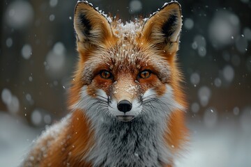 Fototapeta premium Fox captured gracefully amidst the wintry landscape, blending with the serene white surroundings effortlessly