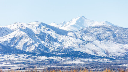 Mountain Range Boulder Colorado Winter Snow Longs Peak