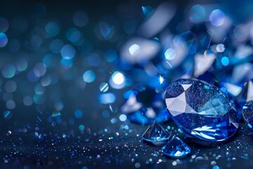 Shining blue gemstones, luxury and elegance - obrazy, fototapety, plakaty