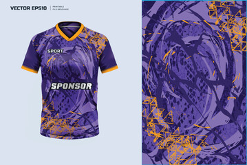T-shirt mockup sport shirt template design for soccer jersey football kit. abstract splash design fabric textile for sublimation. vector eps file.