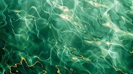 Elegant digital waves in a dance of green and aurous hues, a luxury background concept.