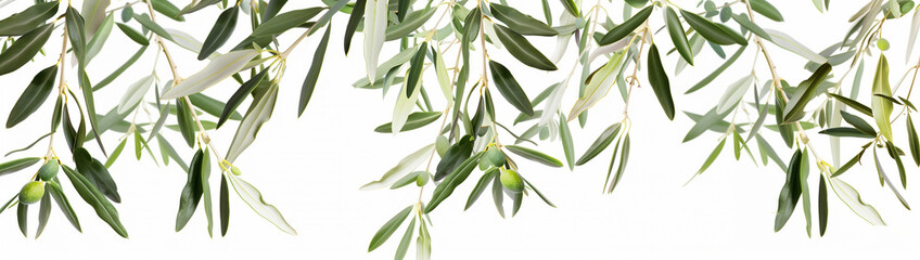 Olive tree branches isoated on white background