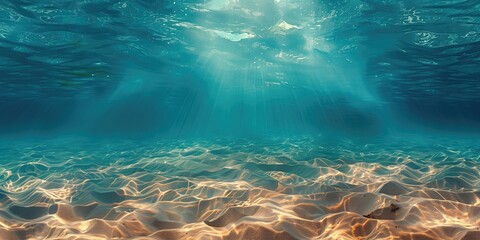 Sunlit Ocean Floor: Serene Underwater Landscape