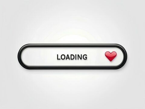 loading bar with heart isolated on white background 