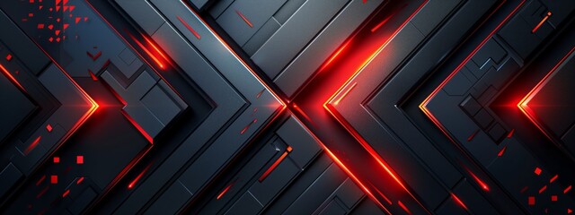 background with dark gray and red colors, modern design, metallic plate, symmetrical composition