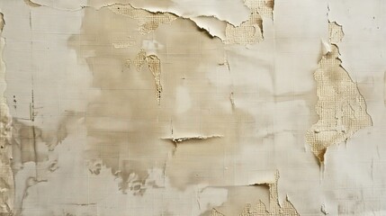 Fototapeta premium a beige aged linen texture on paper, scrapbook paper, distressed edges. Old vintage paper texture banner background. Light brown paper