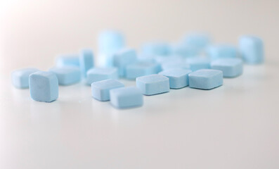 Medicine Blue Pills on White Background