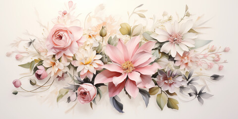 Fototapeta na wymiar Serene display of paper crafted flowers in pastel hues, ideal for elegant designs