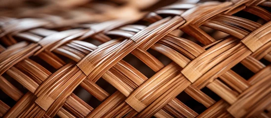 Crédence de cuisine en verre imprimé Texture du bois de chauffage Close-up of woven artwork made from rattan fibers