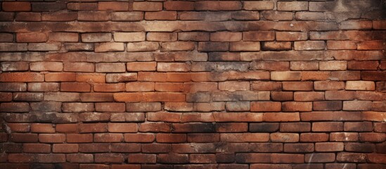 A close up of a brown brick wall with intricate brickwork pattern, contrasting against a blurred...