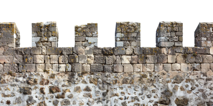 Castle wall, isolated object.