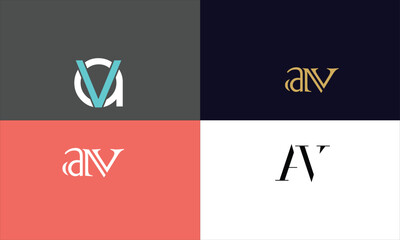 VA, AV, V, A, Abstract Letters Logo monogram