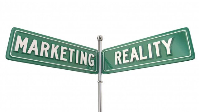 Marketing Vs Reality True or False Communication Message Street Signs 3d Animation