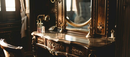Vintage vanity with reflecting mirror