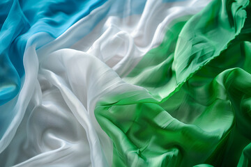 Fototapeta premium Gay pride flag, coloured stripes on green, white and blue fabric for lgbtq+ backgrounds