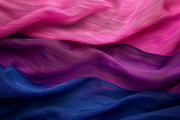 Bisexual pride flag, colourful stripes on pink, purple and blue fabric for lgbtq+ backgrounds