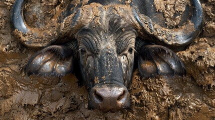 Close-up View of a Bull with strong and bold Horns.AI generated