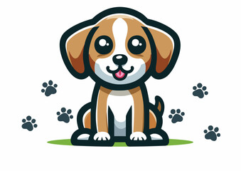 Little funny puppy. Vector logo