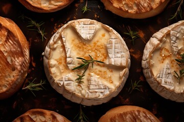 Baked camembert cheese, top view