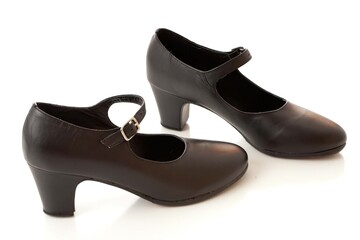 Red flamenco shoes isolated on white background.