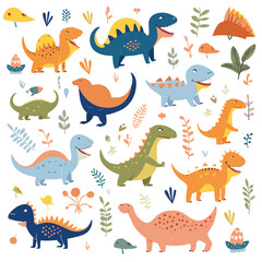 Playful dinosaur pattern illustration ideal for kid