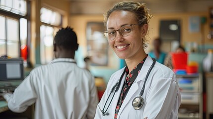 A global health initiative team working on affordable treatments for all