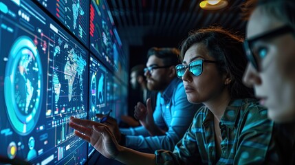 A multicultural marketing team analyzing data together