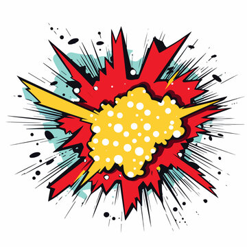 Pop art comic style explosion icon with room 