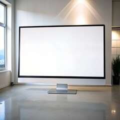 Fototapeta premium mockup huge white screen on monitor