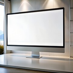 mockup huge white screen on monitor