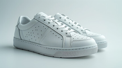  Fresh White Sneakers With Grey Sole And Perforation Details