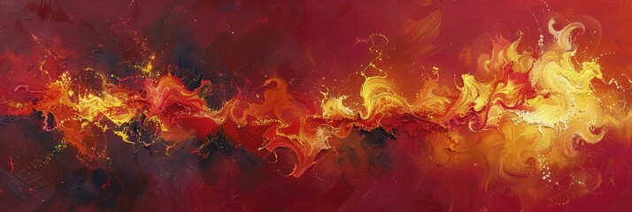Heated Exchange. Warm Abstract Colors Blazing in Argument - obrazy, fototapety, plakaty