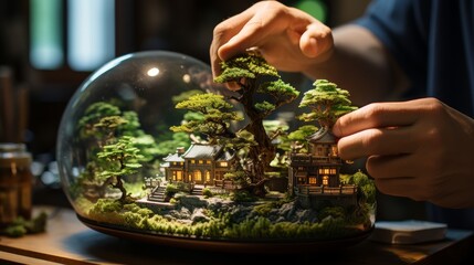 Person Holding Glass Ball With House Inside