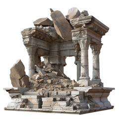 destroyed tample, isolated object.