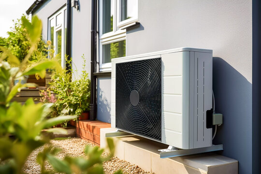 Ground source heat pump unit environmentally friendly sustainable domestic heating outdoor unit green efficient consumer resource geothermal system enewable energy