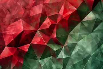 Elegant green abstract background with polygon shapes in shades of red