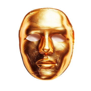 gold facial mask, isolated object.