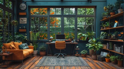 Dive into the world of home offices, check out these cozy setups capturing the vibe of remote work. Stay comfy and productive wherever you are with these snapshots of modern work environments.
 - obrazy, fototapety, plakaty